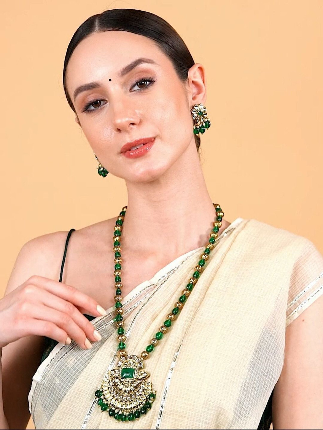 Image of Reesha Jewel Brass, Alloy Gold-plated Multicolor Jewellery Set