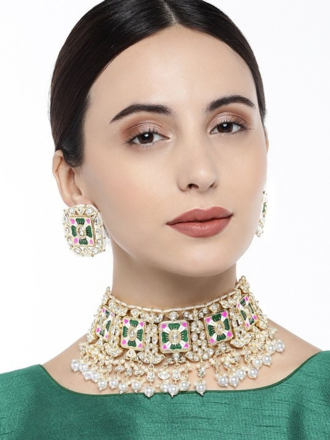 Image of ANOUK Brass Gold-plated Green Jewel Set (Pack of 1)