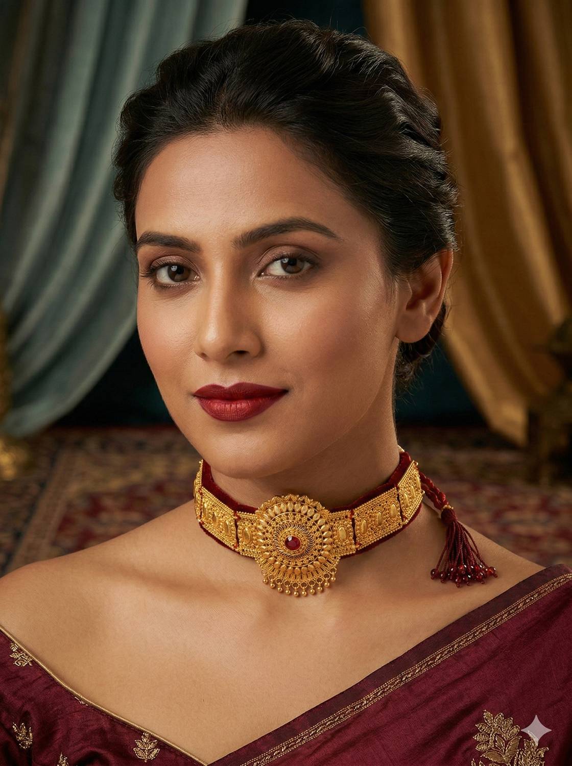 Auraa Brass, Alloy Gold-plated Gold, Red Jewellery Set
