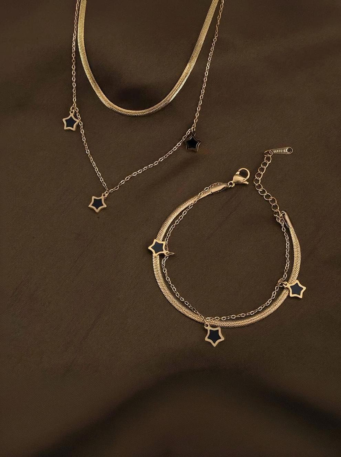 Image of PALMONAS Stainless Steel Gold-plated Gold Jewellery Set