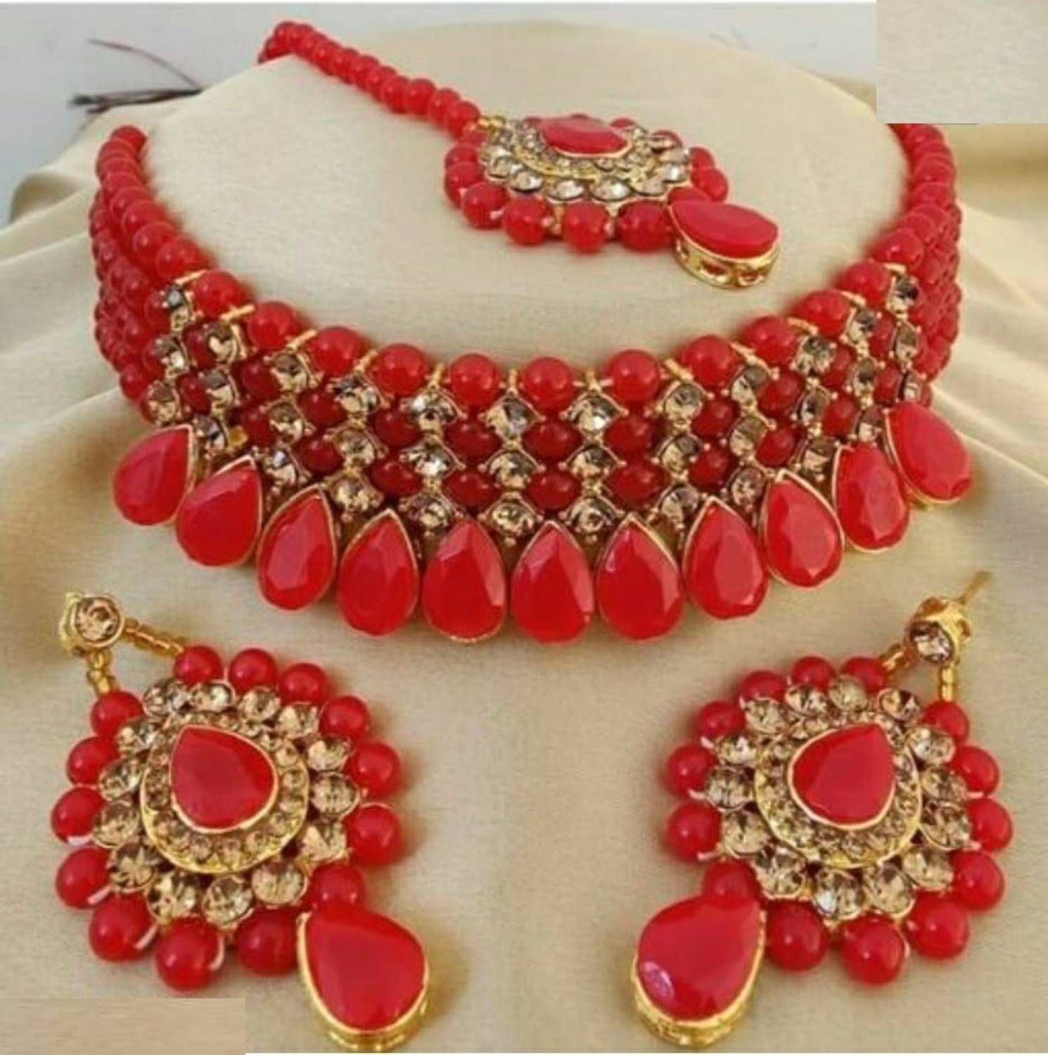 Rajeshwar product Alloy Red Jewellery Set