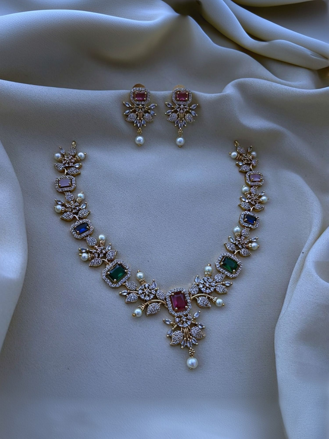 Image of SCG Brass Gold-plated Pink Jewellery Set
