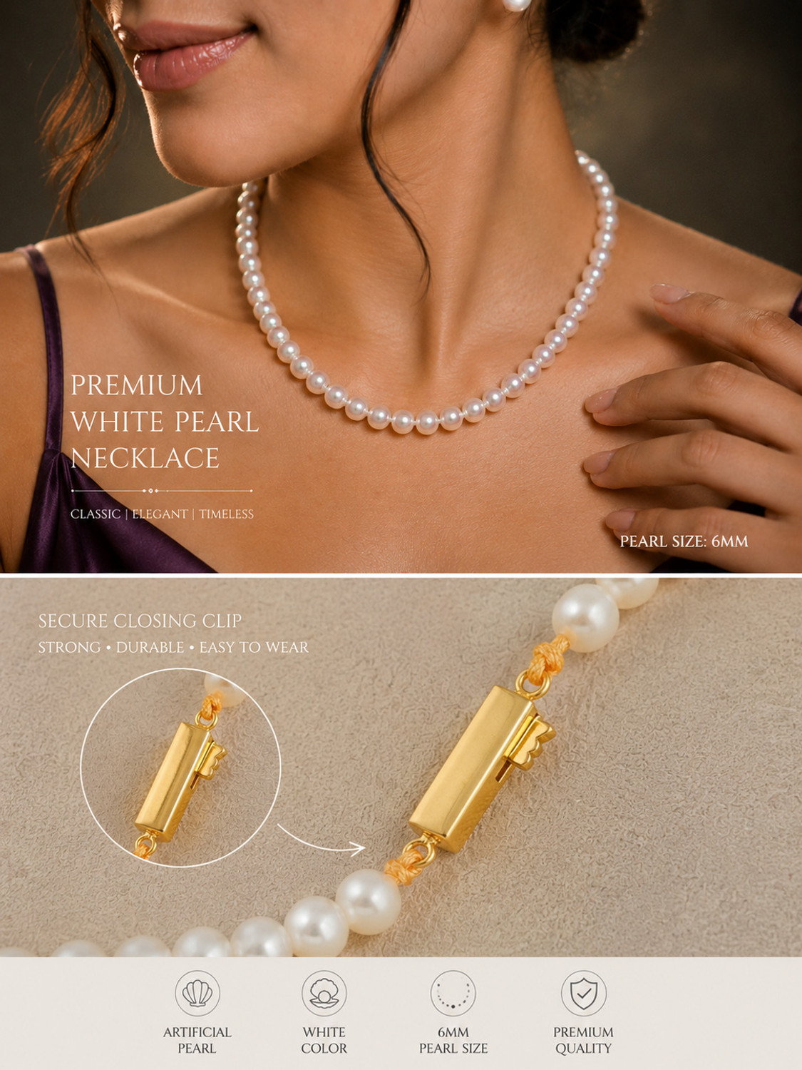 Image of kashvi pearls and jewellers Mother of Pearl Gold-plated White Jewellery Set