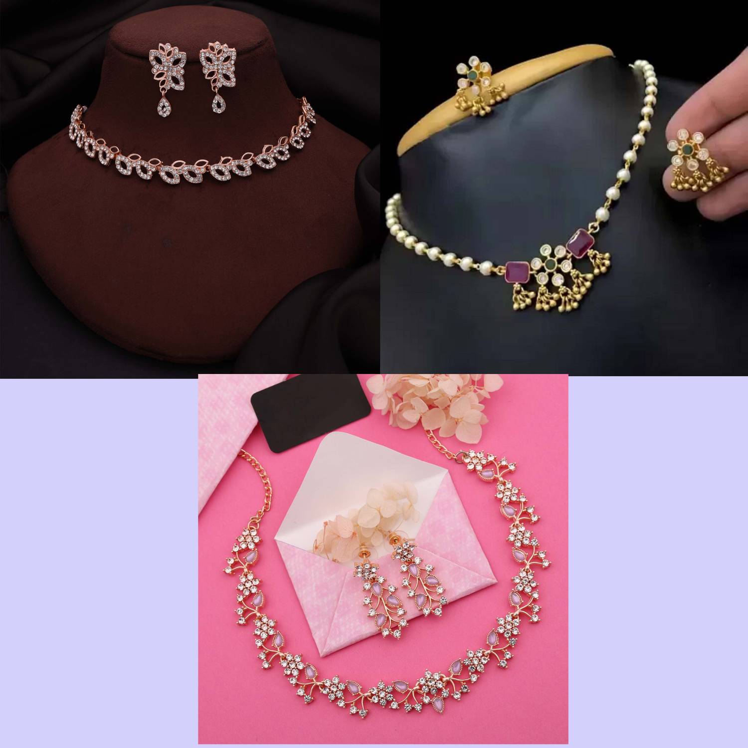 BRILLIANT BEADS JEWELS Alloy Purple Jewellery Set