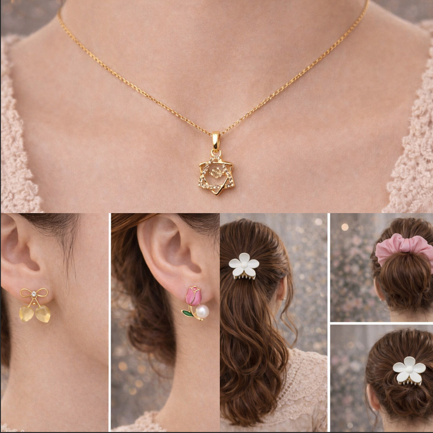 Image of Aamani Producation Alloy Pink Jewellery Set