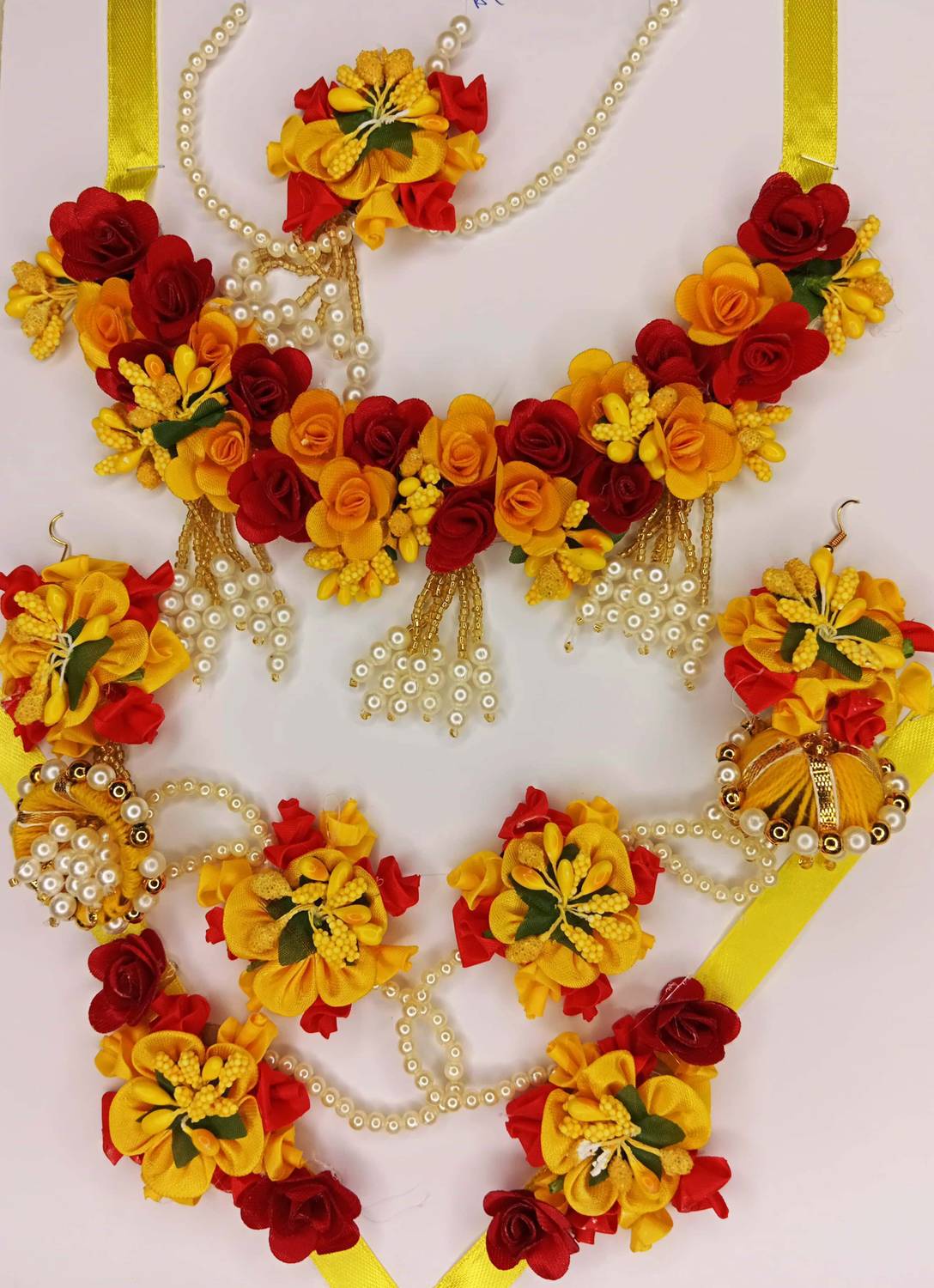 house of common Fabric Red, Yellow Jewellery Set