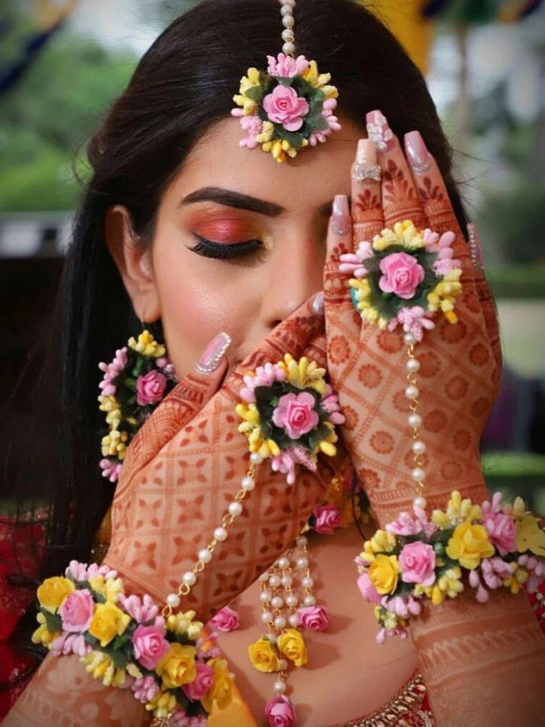 12SEASONS Fabric Pink, Yellow Jewellery Set