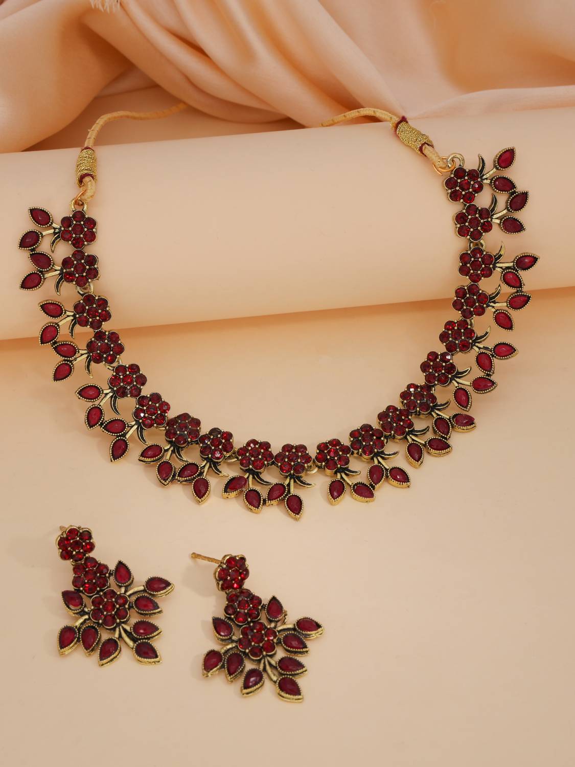 brado jewellery Brass Gold-plated Gold, Maroon Jewel Set