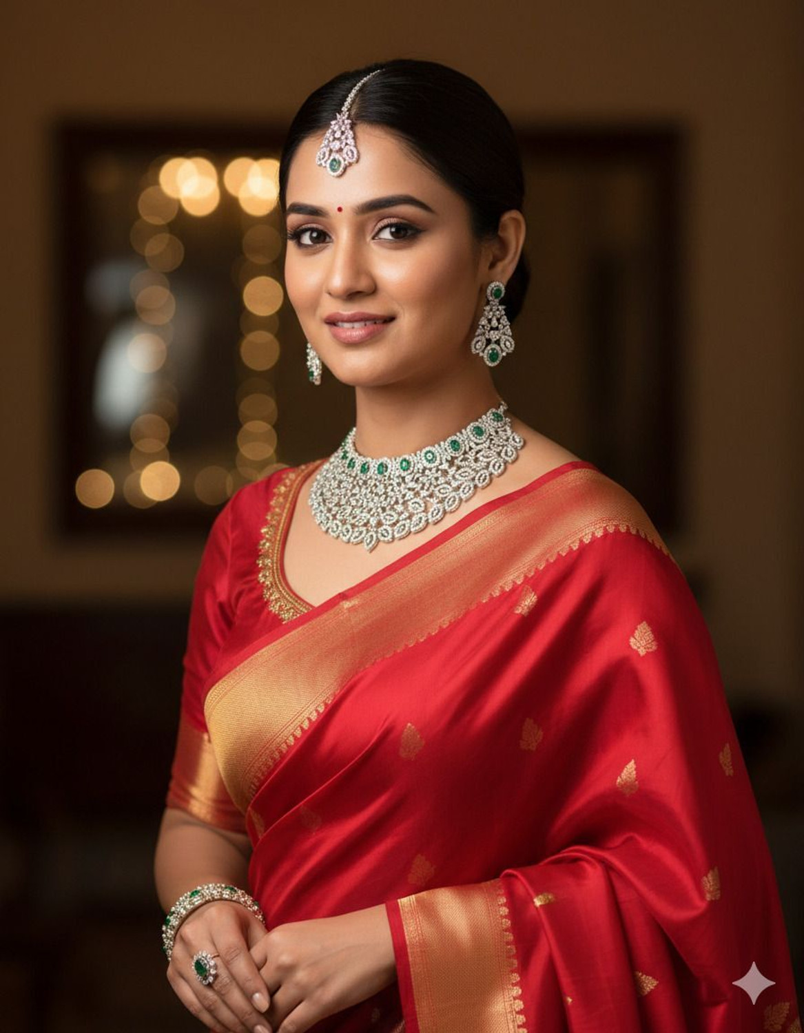 Image of MANTAM Alloy Rhodium Green, White Jewellery Set