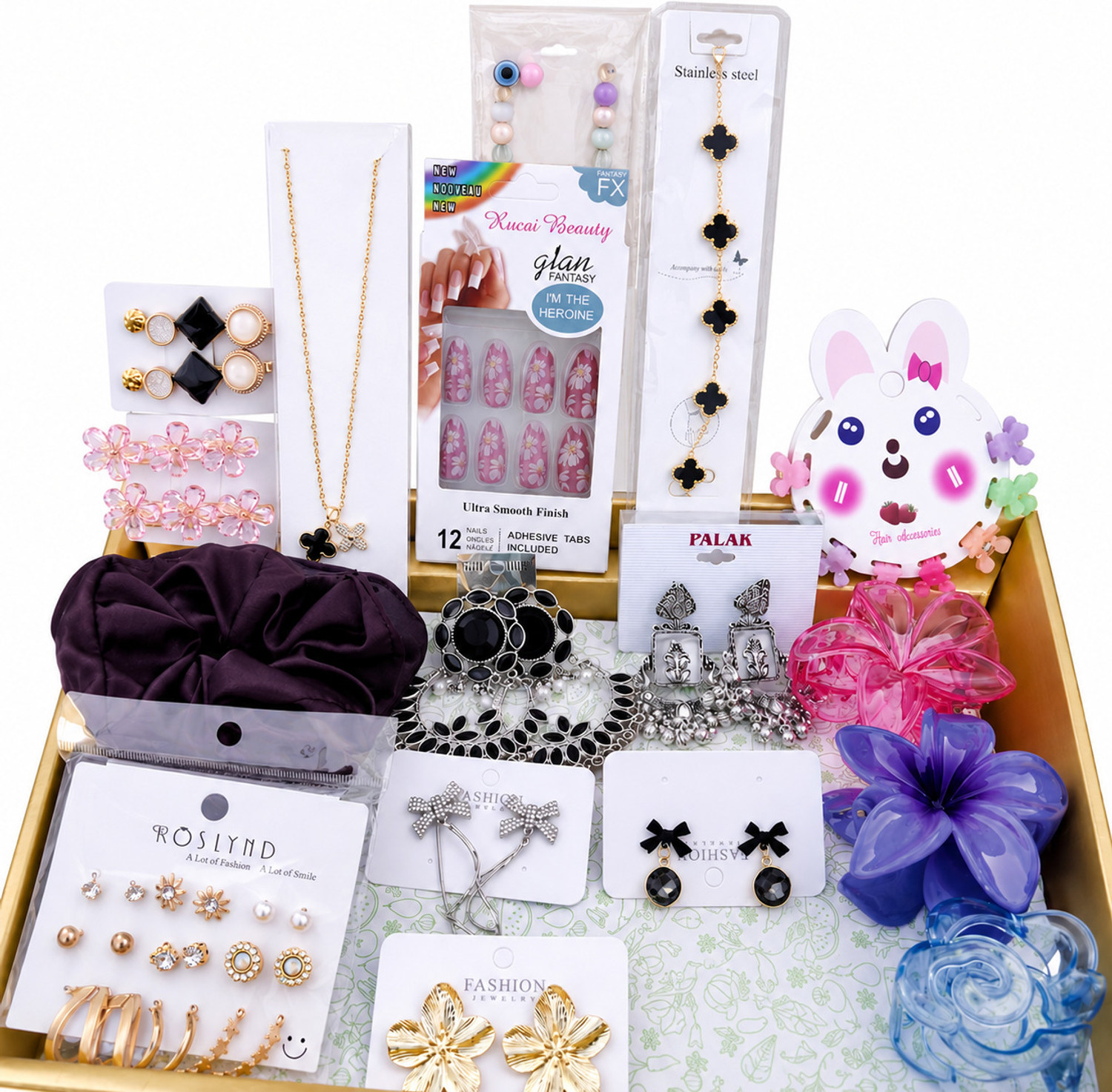 Image of Ruvisha Brass, Metal, Stainless Steel Multicolor, Black, Silver Jewellery Set