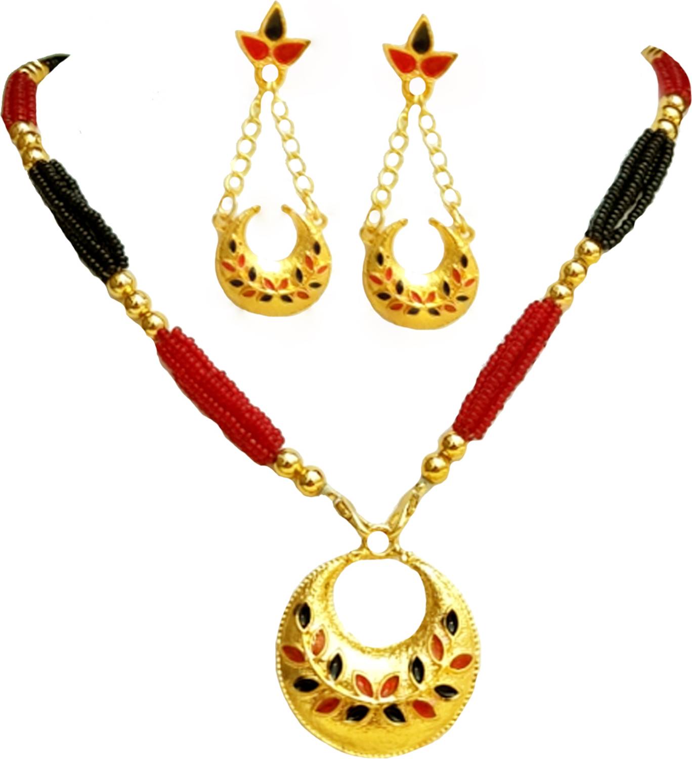 balaji gold Copper Gold-plated Red Jewellery Set