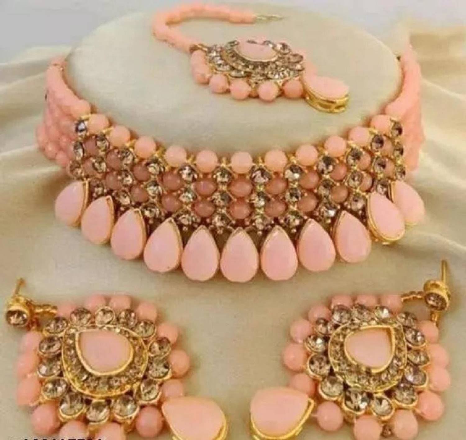 Asl World Alloy Pink Jewellery Set
