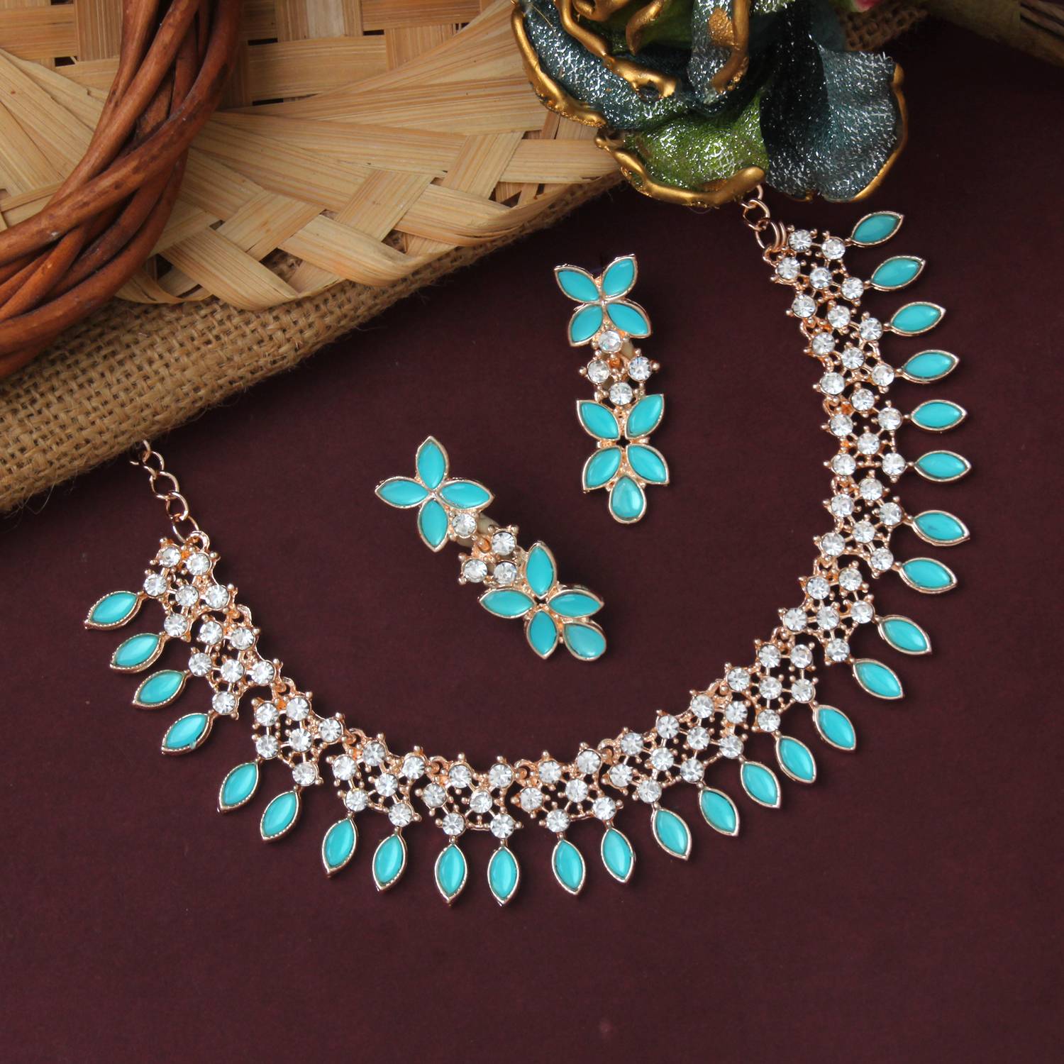 Atasi International Alloy Gold, Blue Jewellery Set