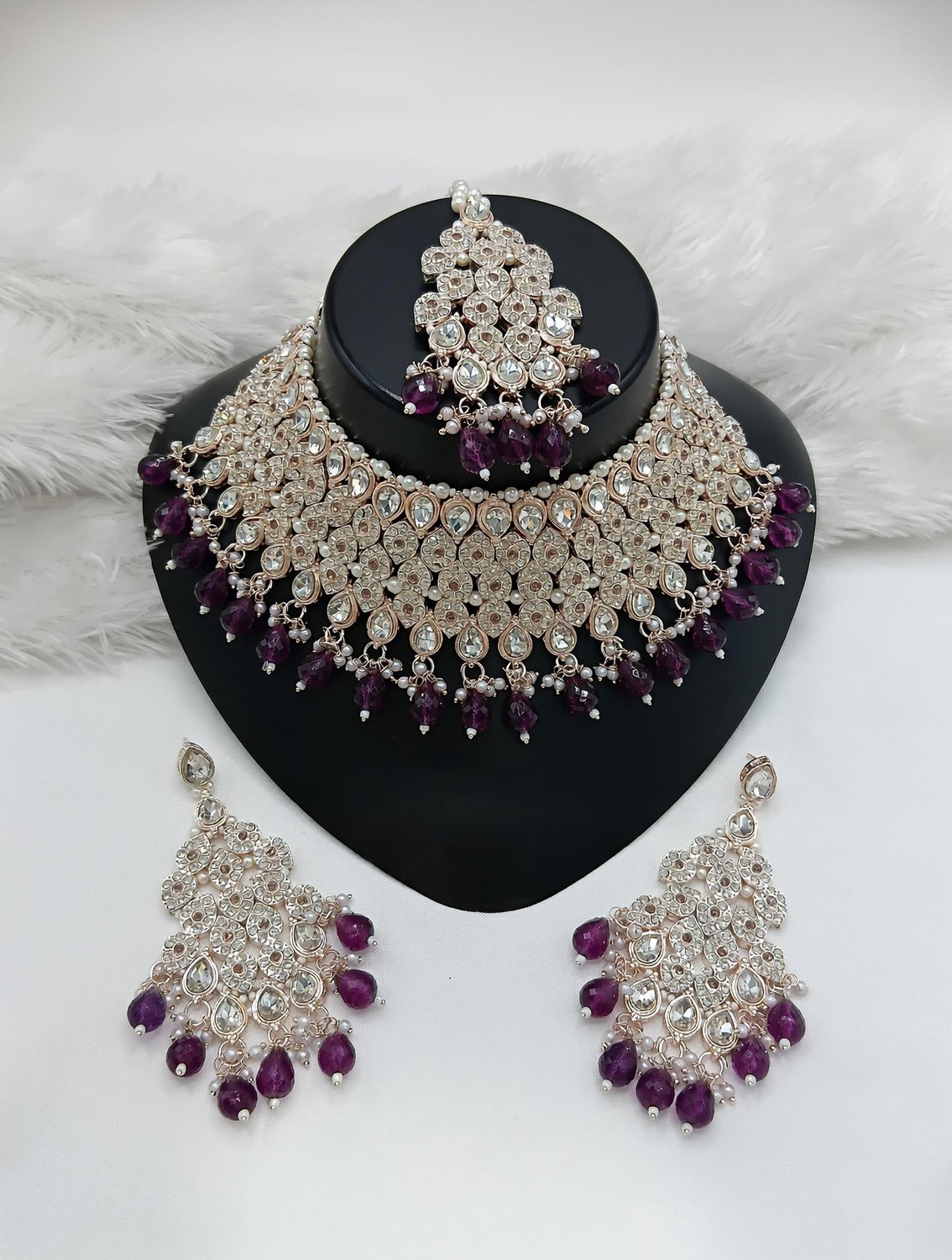 Image of Yuzi Jewells Alloy Purple Jewel Set (Pack of 1)