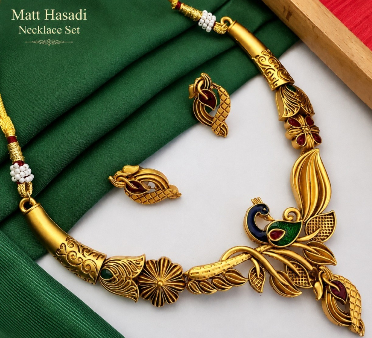 Image of JIYU Brass, Metal, Dori Gold-plated Gold Jewellery Set