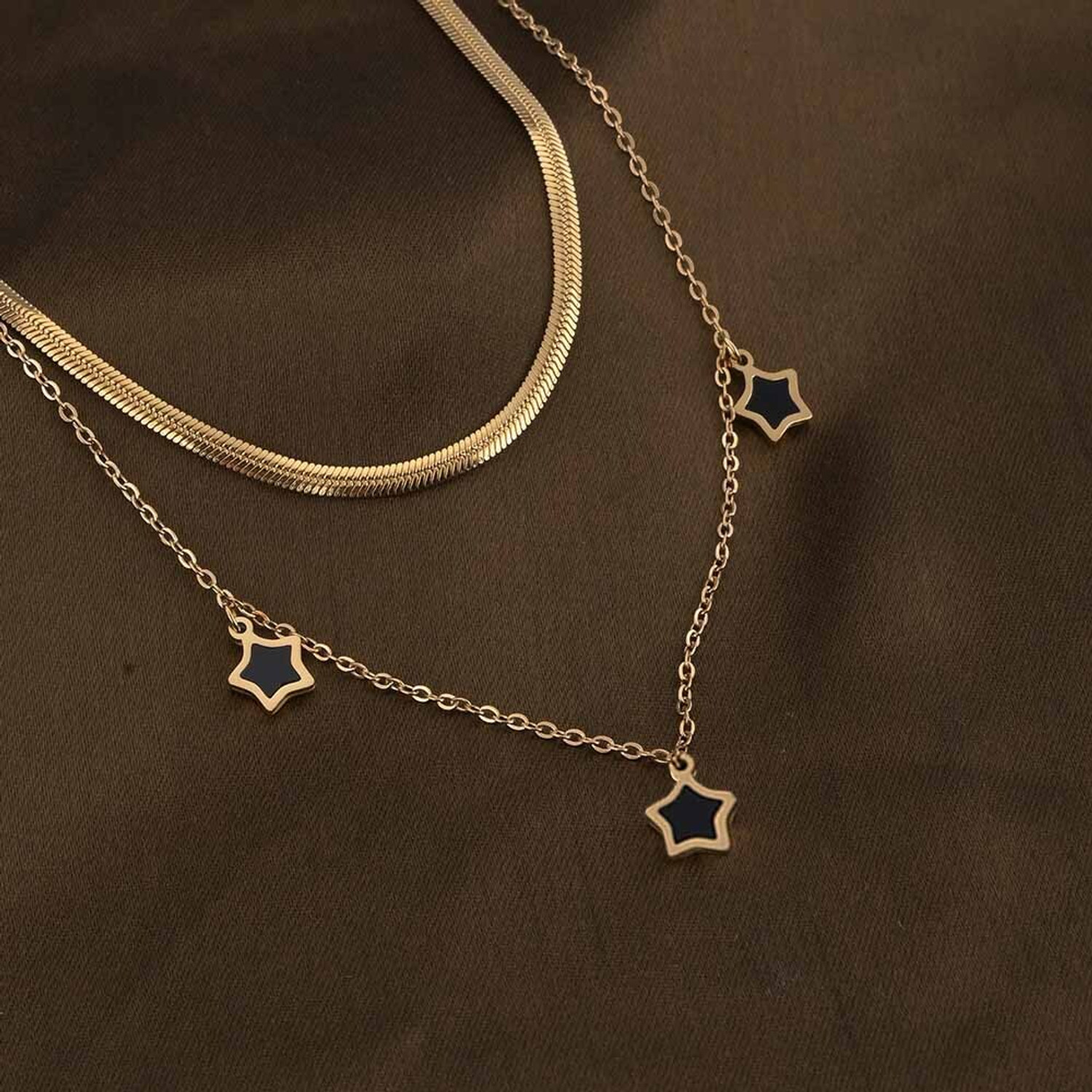 Image of PALMONAS Stainless Steel Gold-plated Gold Jewellery Set