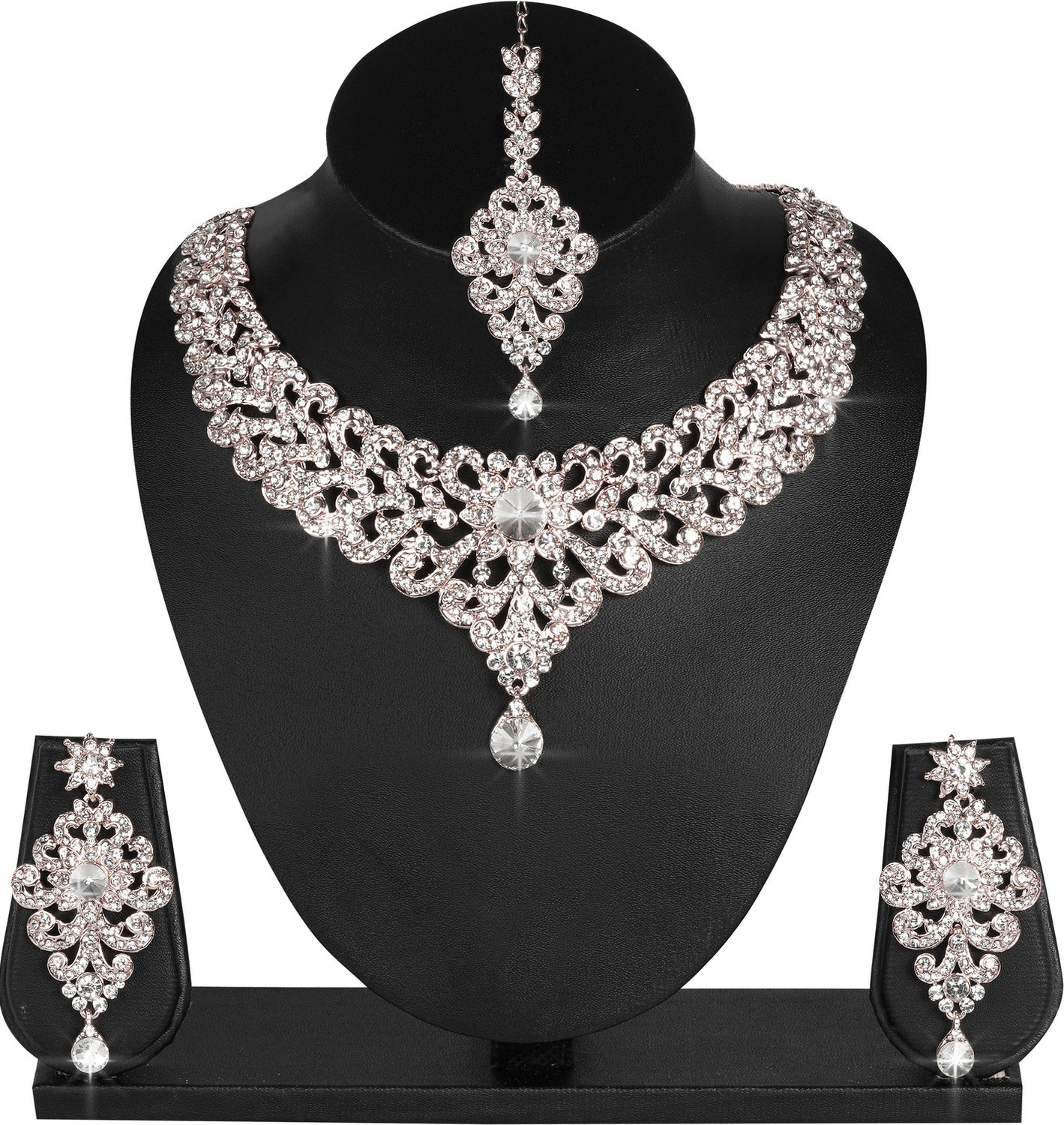 Image of maayeri JEWELS Alloy Rhodium Silver Jewellery Set