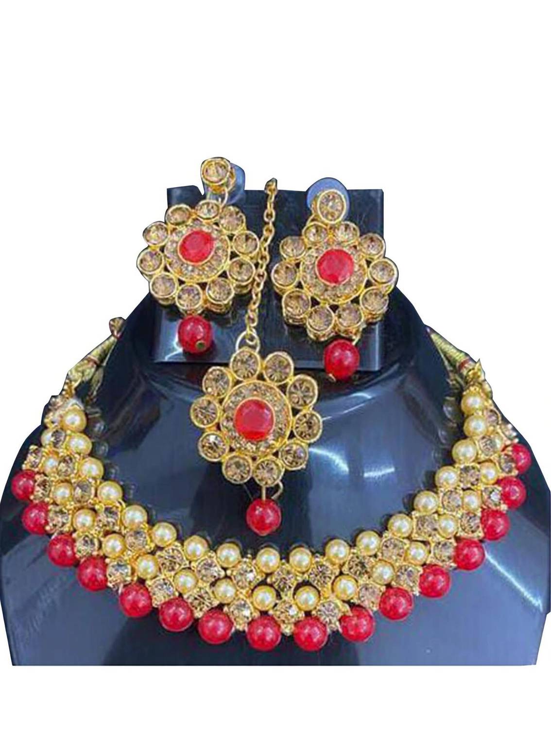 abdur raheem Alloy Red Jewellery Set