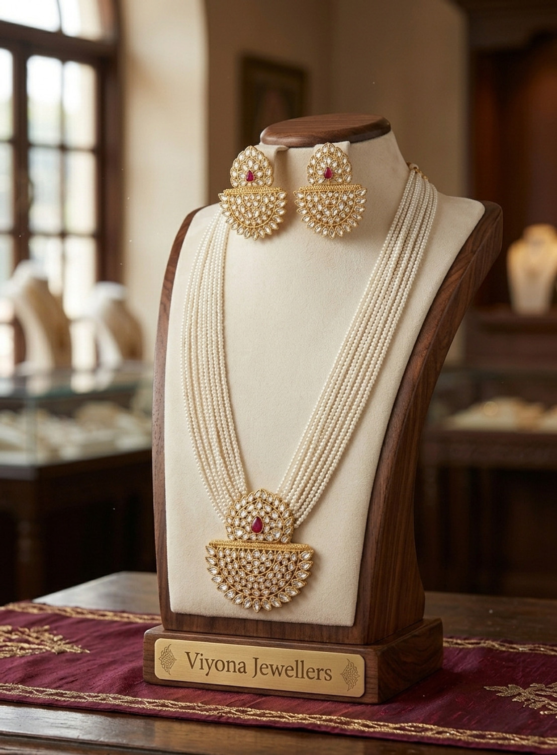 Image of SHRINRVT ENTERPRISES Brass White, Red Jewel Set (Pack of 1)