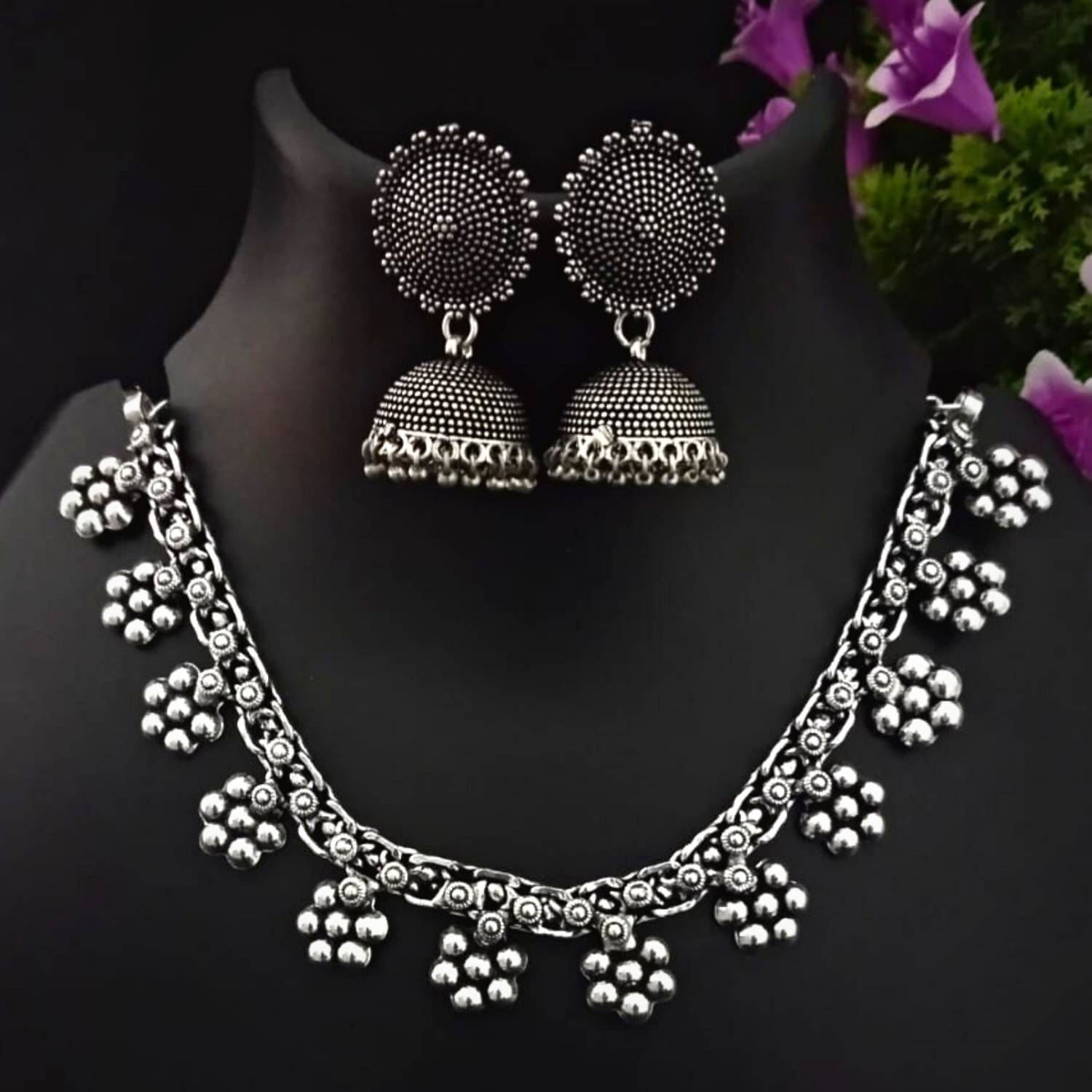 ANAMIKA Brass Silver Jewellery Set