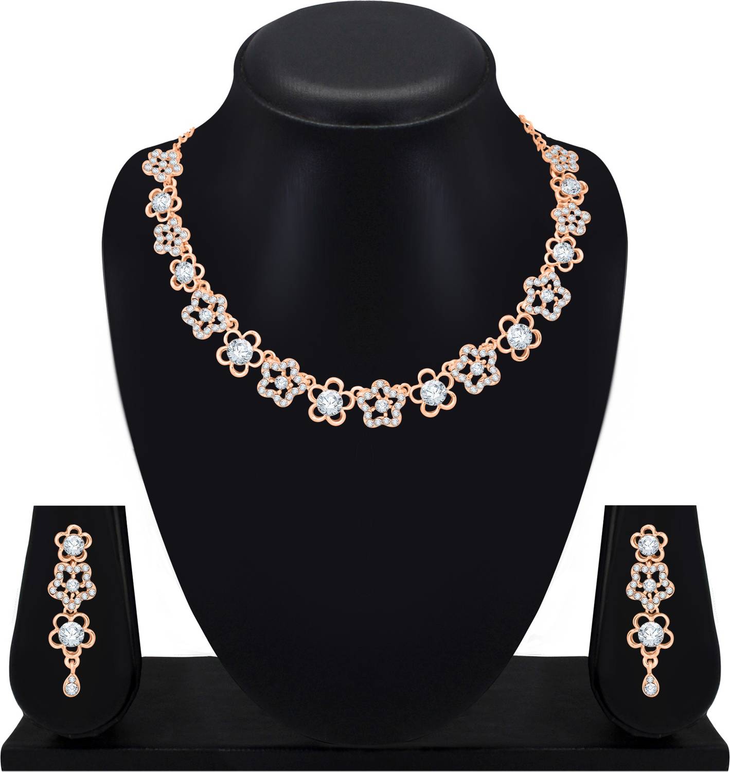 Atasi International Alloy Gold-plated Rose Gold Jewellery Set