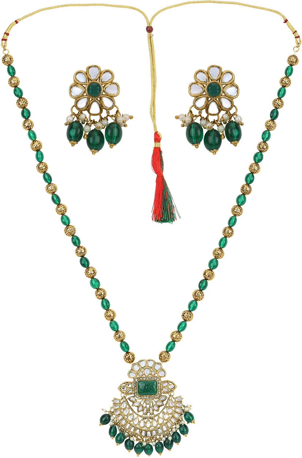 Image of Reesha Jewel Brass, Alloy Gold-plated Multicolor Jewellery Set