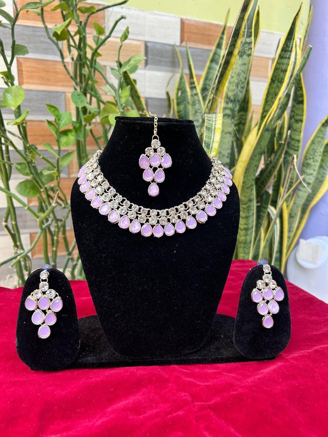 ahana Brass Purple Jewellery Set