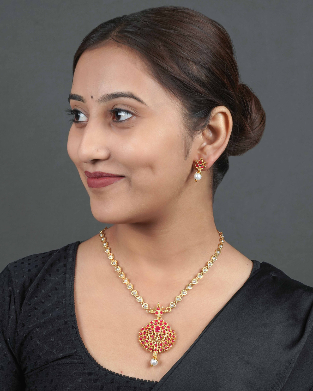 Image of Laforword Alloy Gold-plated Gold, Pink Jewellery Set