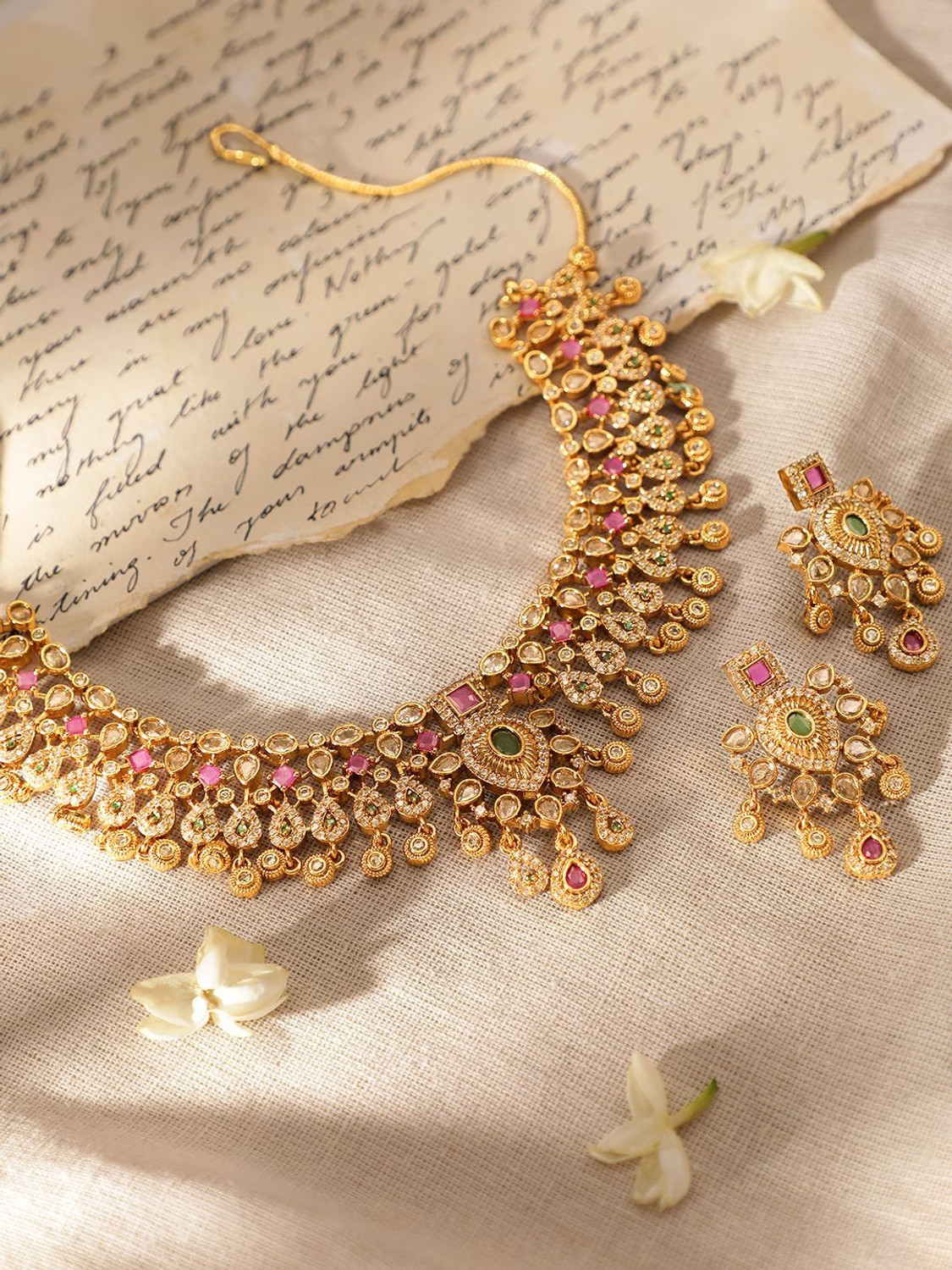Image of RUBANS Brass Gold-plated Gold, Multicolor Jewellery Set