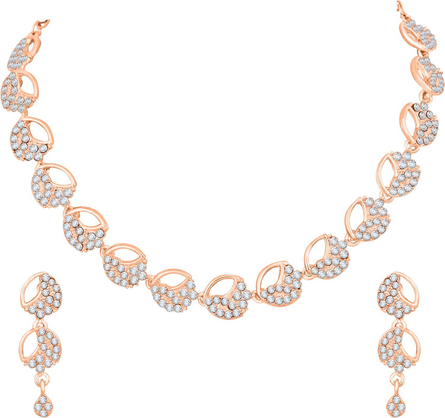 Atasi International Alloy Rhodium Rose Gold Jewellery Set