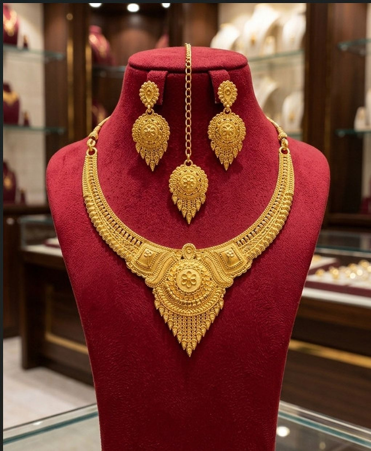 Image of YASHCollection Brass Gold-plated Gold Jewellery Set