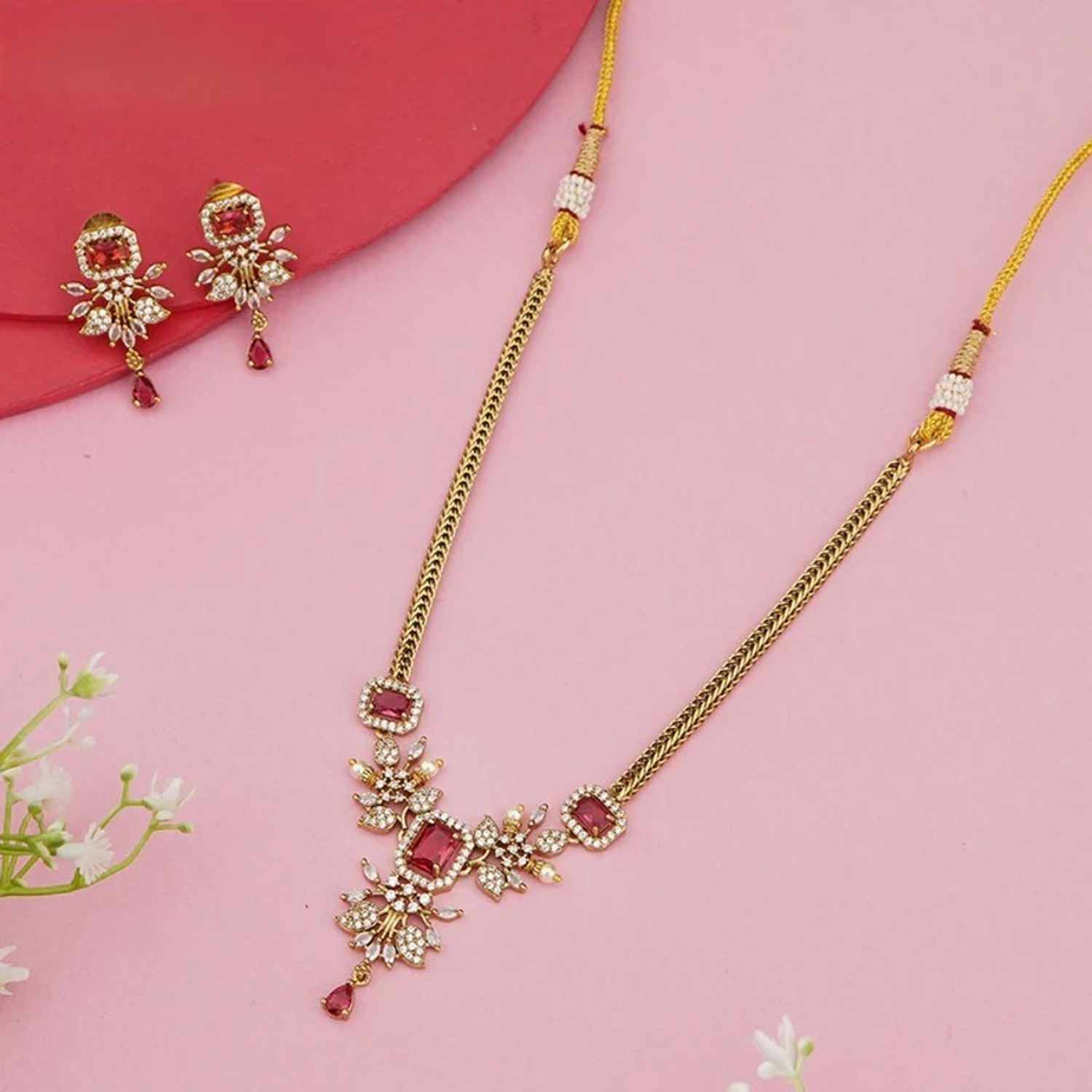 Image of Trixee Brass, Copper Gold-plated Gold Jewel Set (Pack of 1)