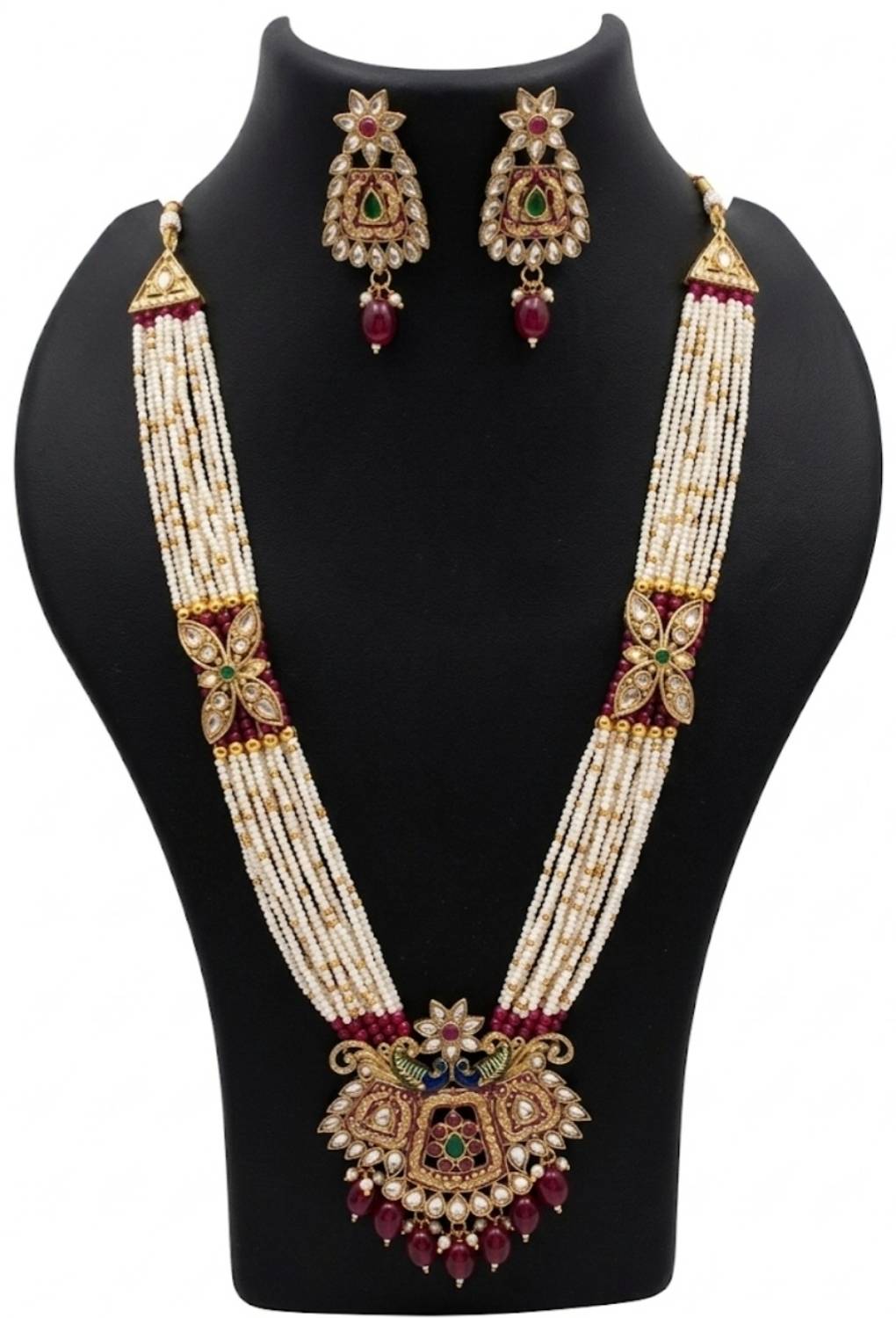 Aditya world Copper Gold, Red, White Jewellery Set