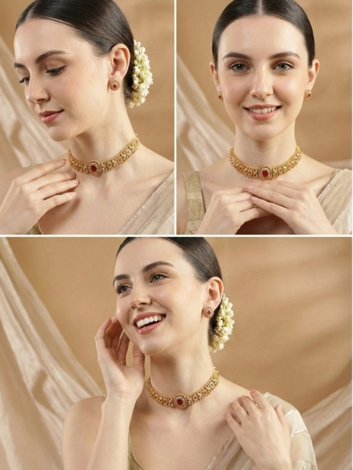 Image of SSC SHREE SUNDHA CREATION Copper Gold-plated Multicolor Jewellery Set