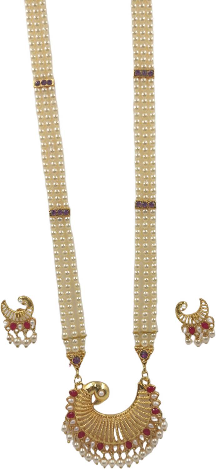 AntiqueJewllery Mother of Pearl Gold-plated Pink, Gold Jewellery Set