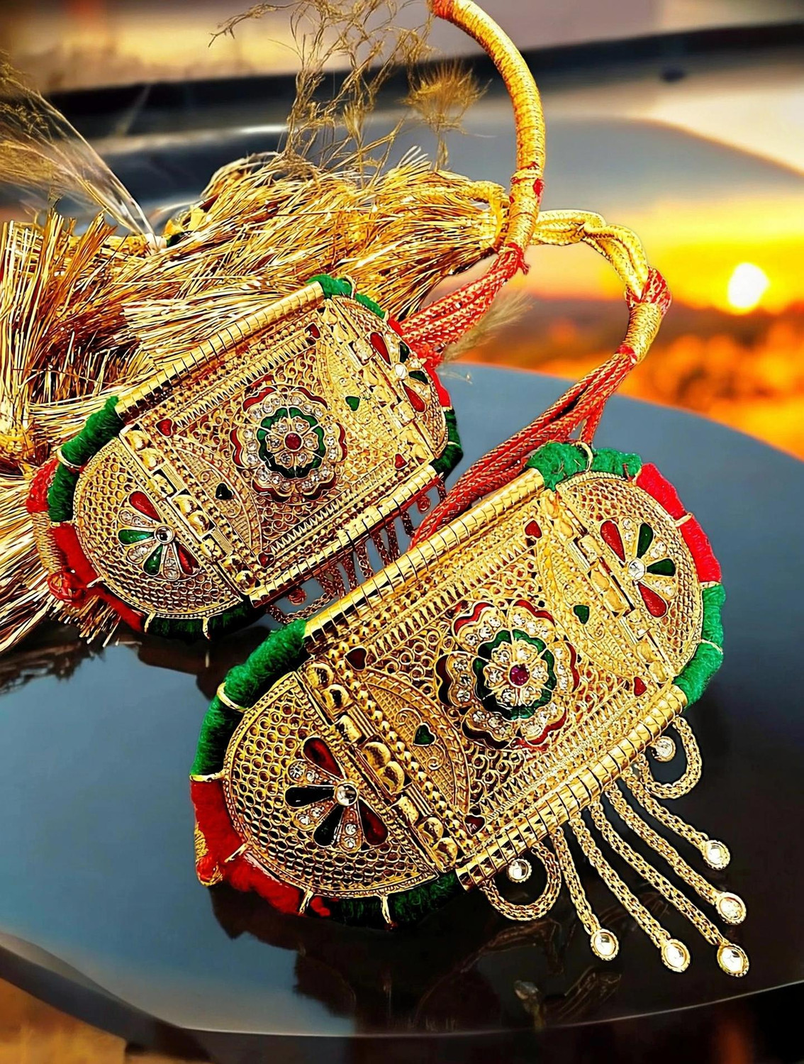 Image of RAJASTHANI GAHANA Alloy Gold-plated Multicolor Jewellery Set
