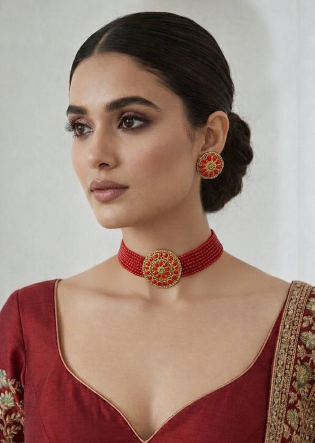 Capilite Alloy Gold, Red Jewellery Set