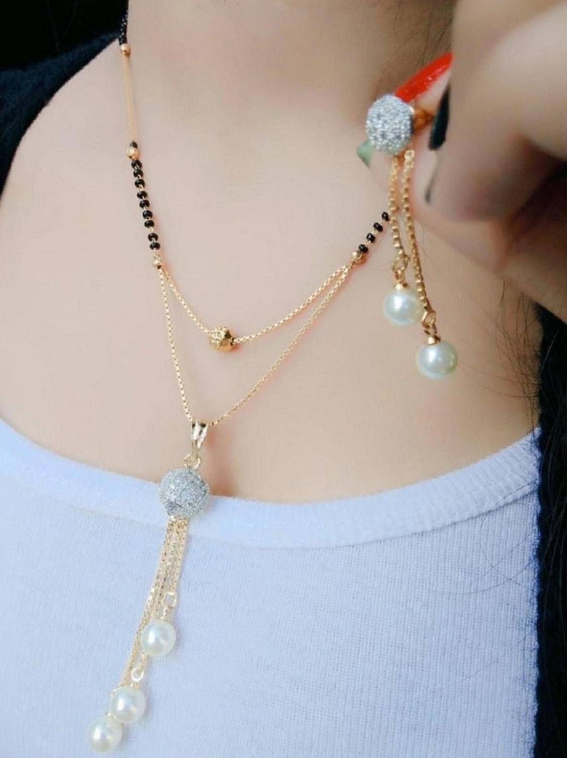 Bright STYLE Alloy Gold-plated Gold, Black, White Jewellery Set