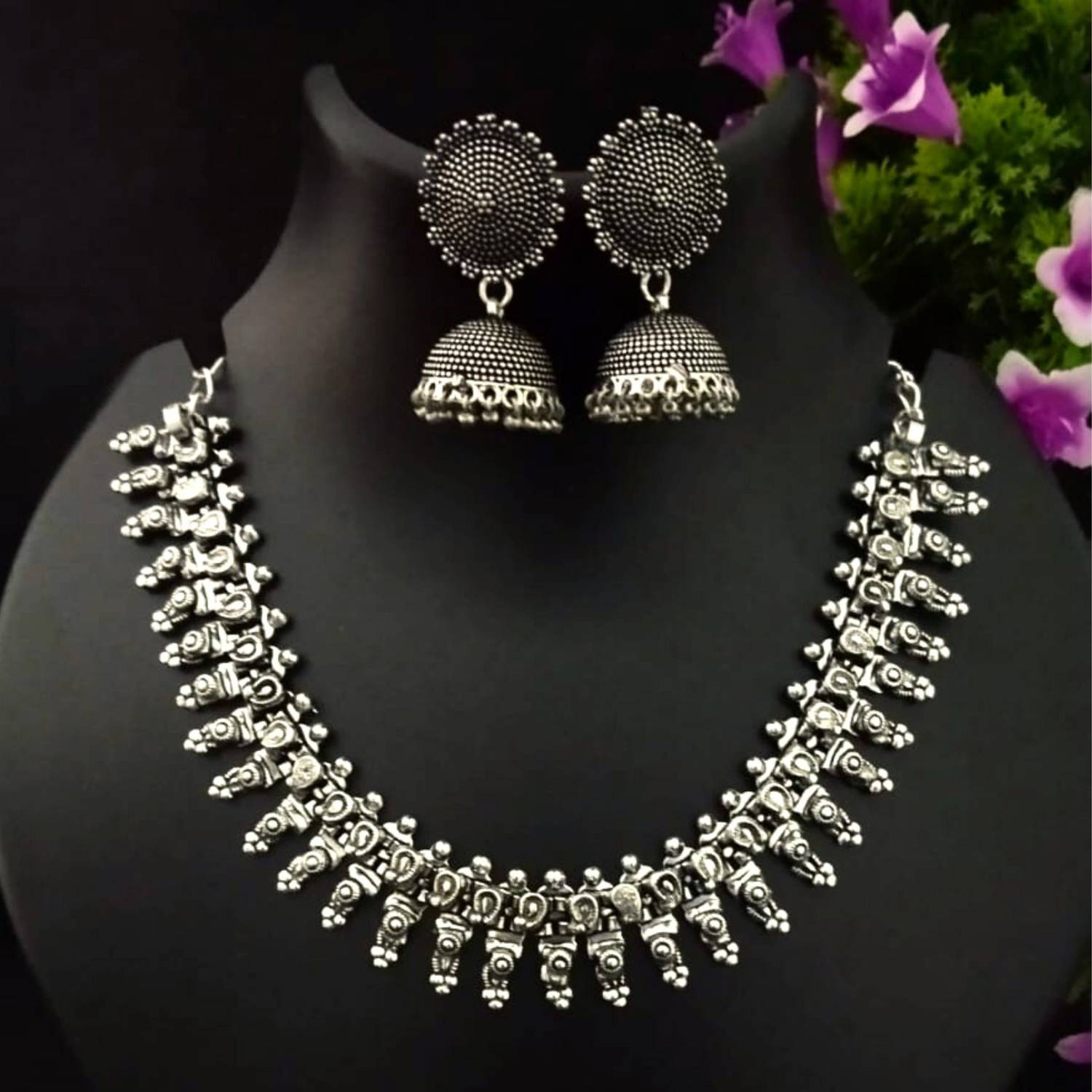 ANAMIKA Brass Silver Jewellery Set