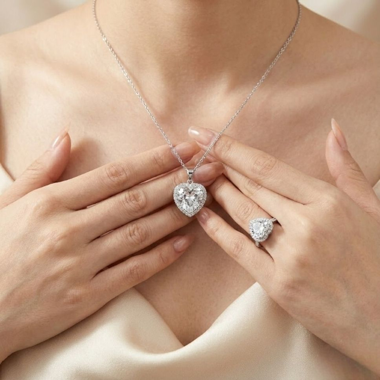 Image of kazare Alloy Rhodium Silver Jewellery Set