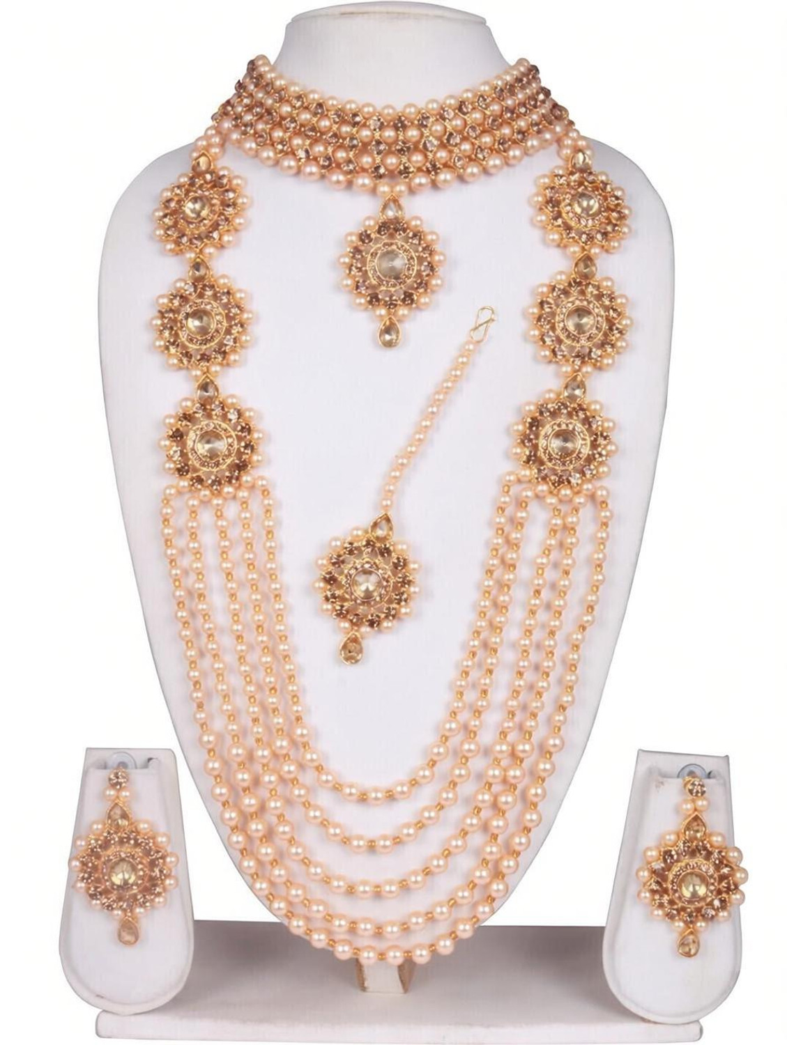 Image of JaiShree Jewels Wood Gold-plated Gold Jewellery Set