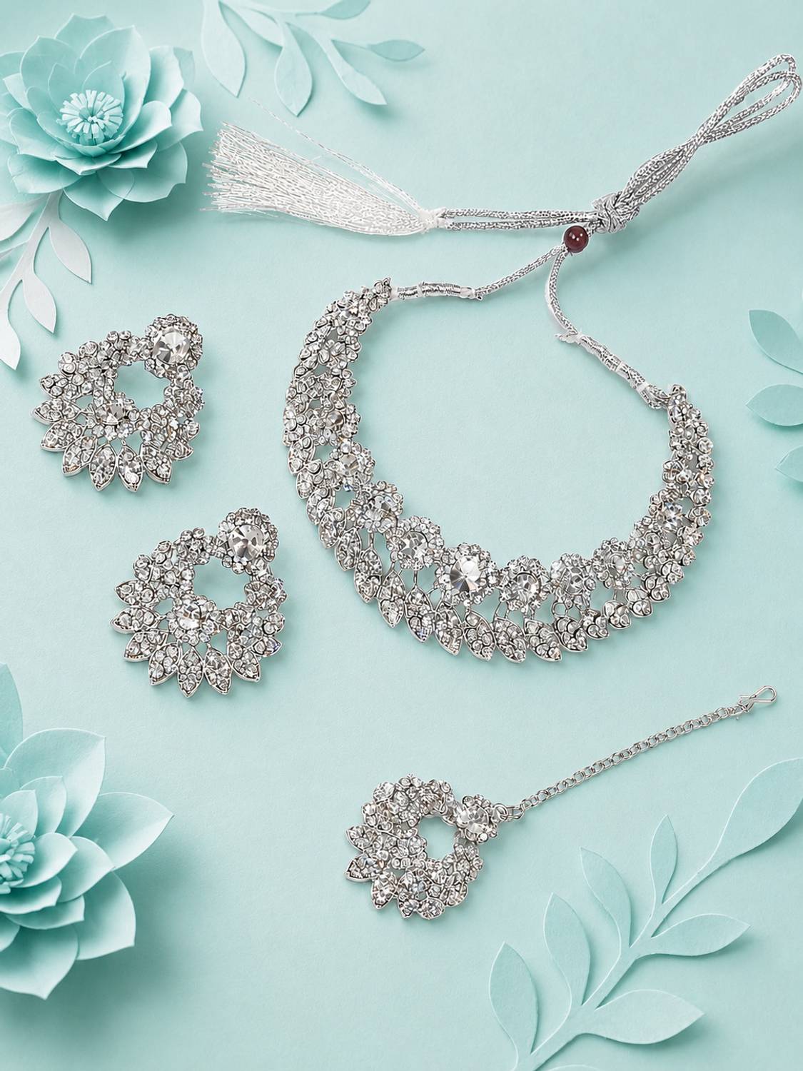 AK JEWEL STORES Alloy Rhodium White Jewellery Set