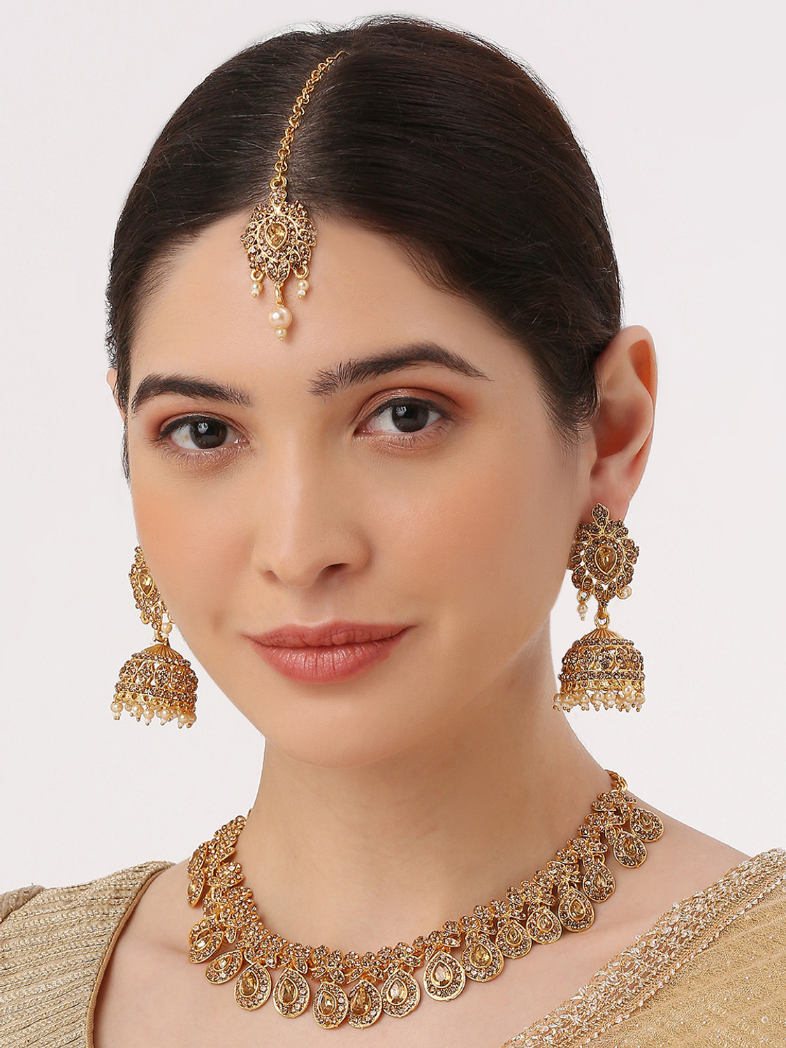 Image of VATSALYA creation Alloy Gold-plated Gold Jewellery Set