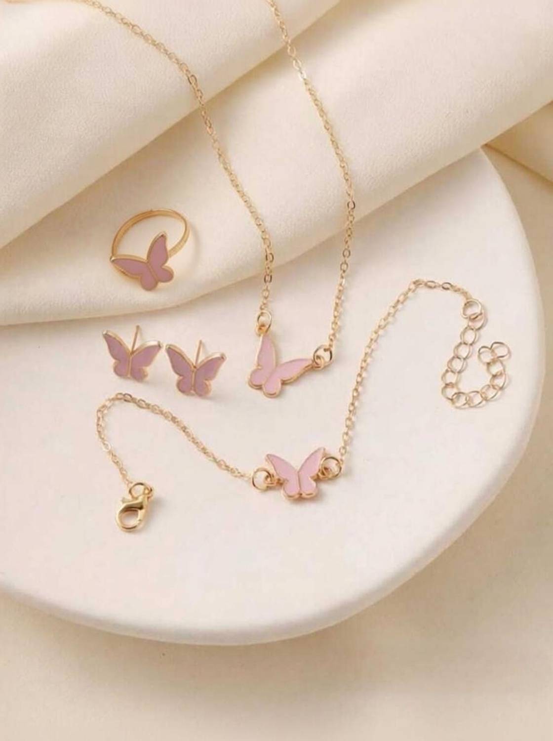 Brijsun Metal, Alloy Gold-plated Pink, Gold Jewellery Set
