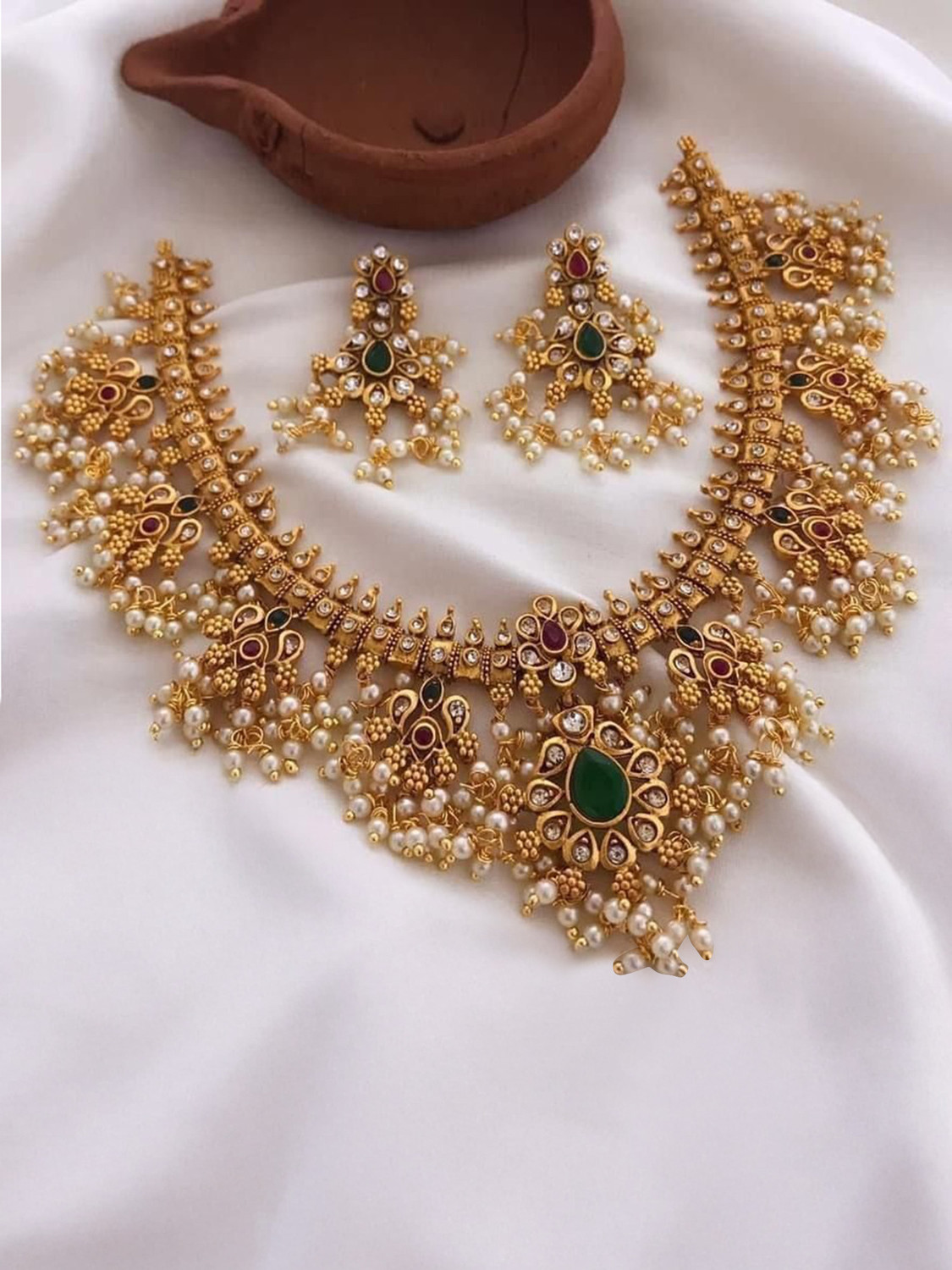 Image of PBM CREATIONS Copper Gold-plated Gold Jewellery Set