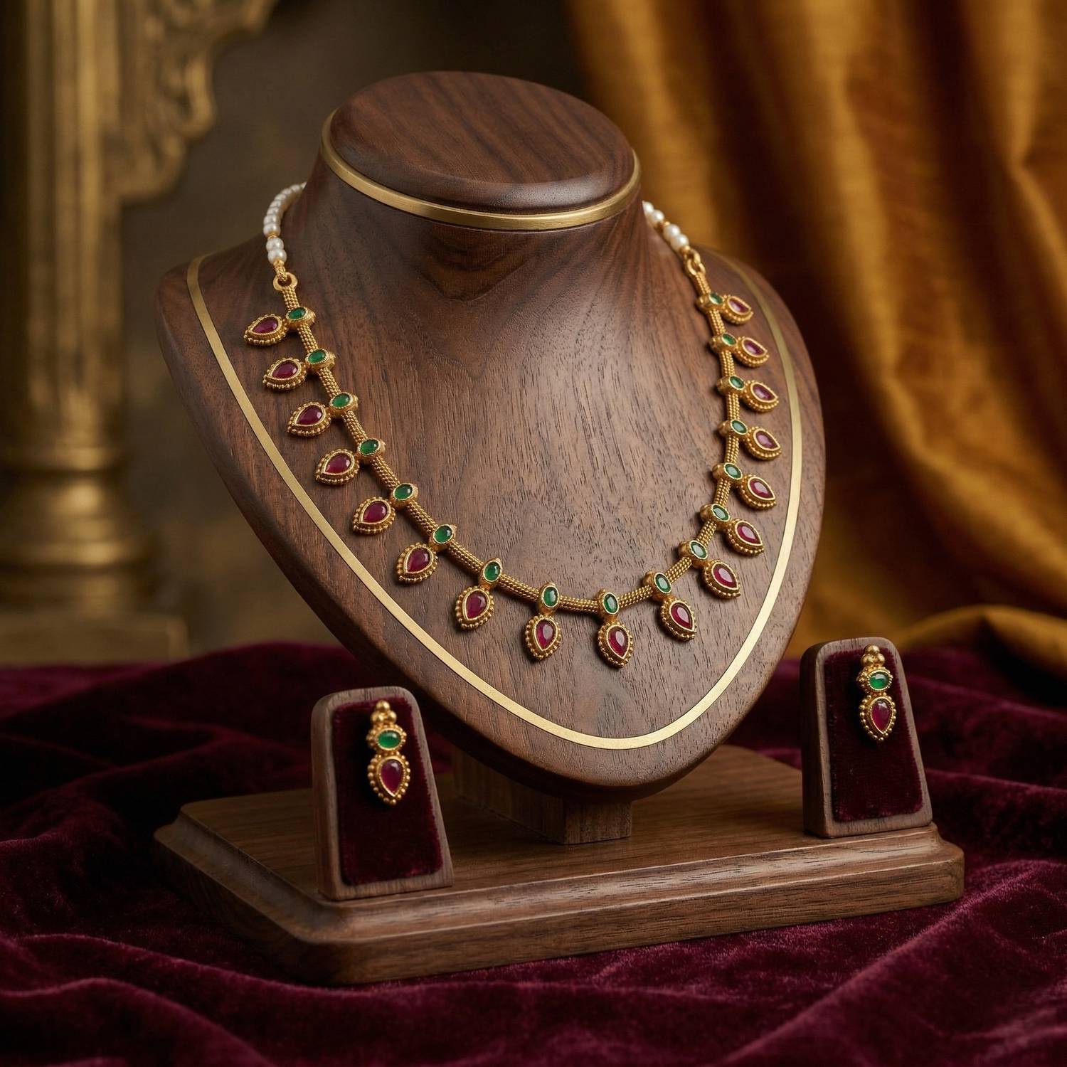 zxriz Alloy Gold-plated Gold, Red Jewellery Set Price in India