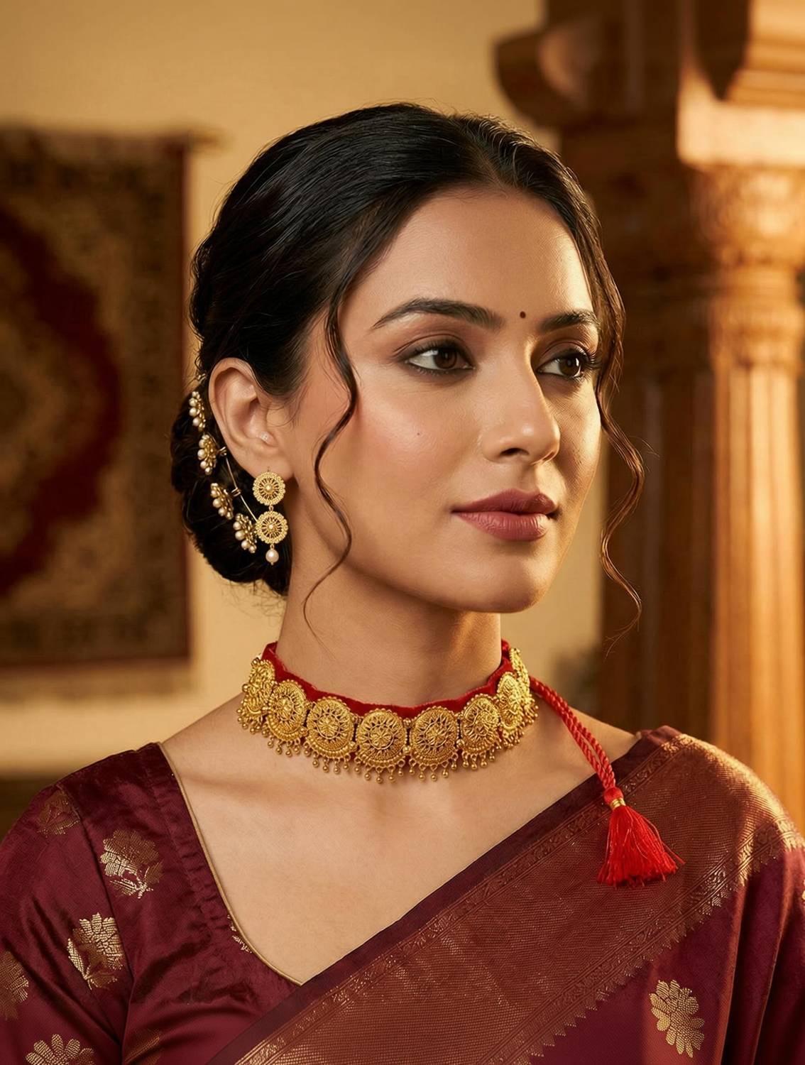 Auraa Brass, Alloy Gold-plated Gold Jewellery Set