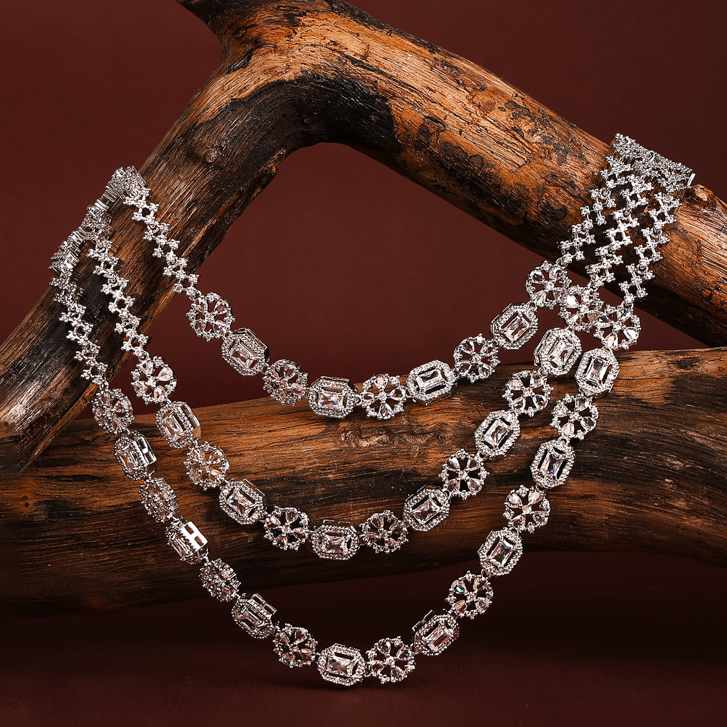 Image of ZYNORAHOUSE Alloy Silver, White Jewellery Set