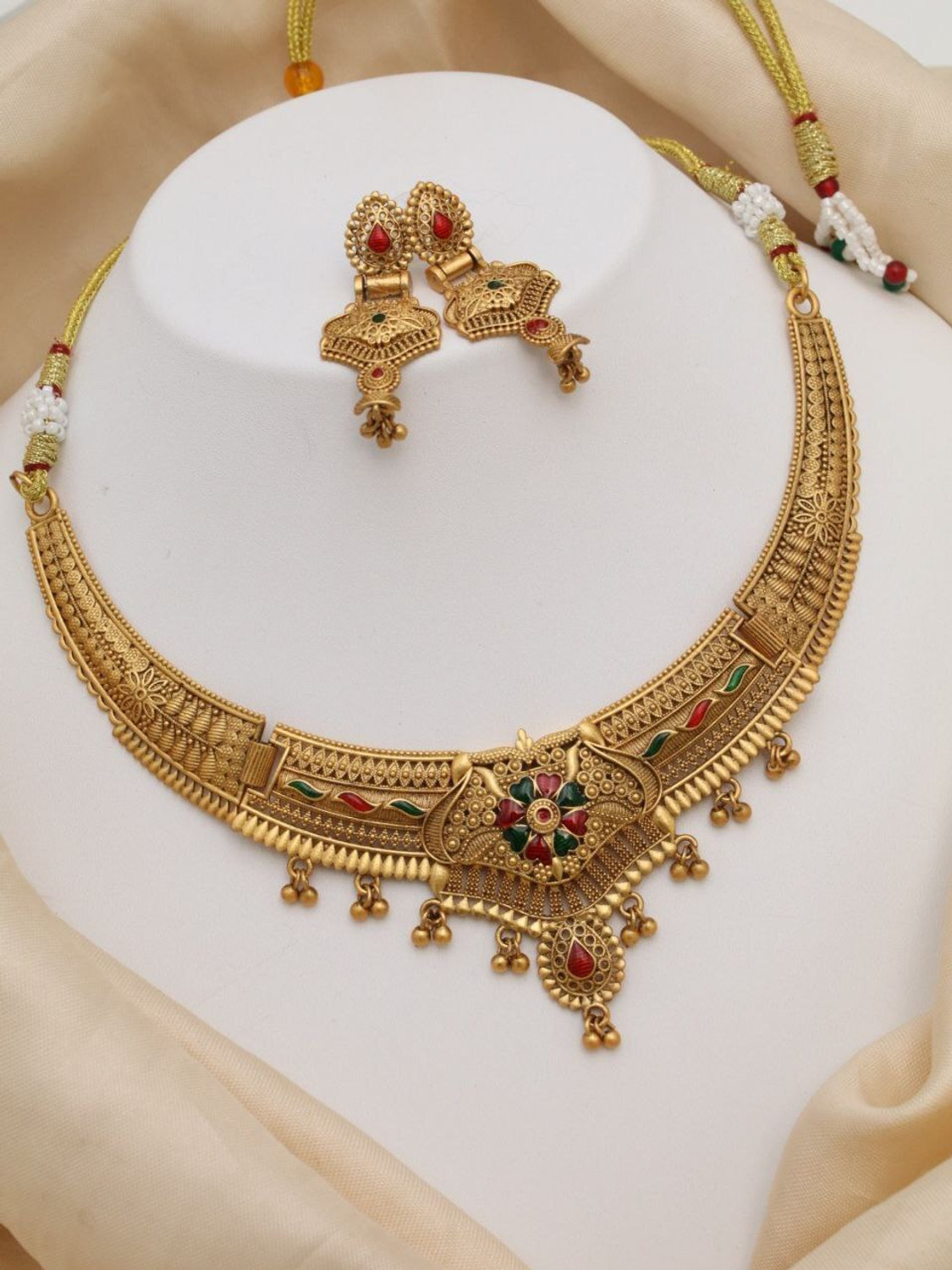 Image of Yagyavalkya Brass Gold-plated Gold Jewellery Set