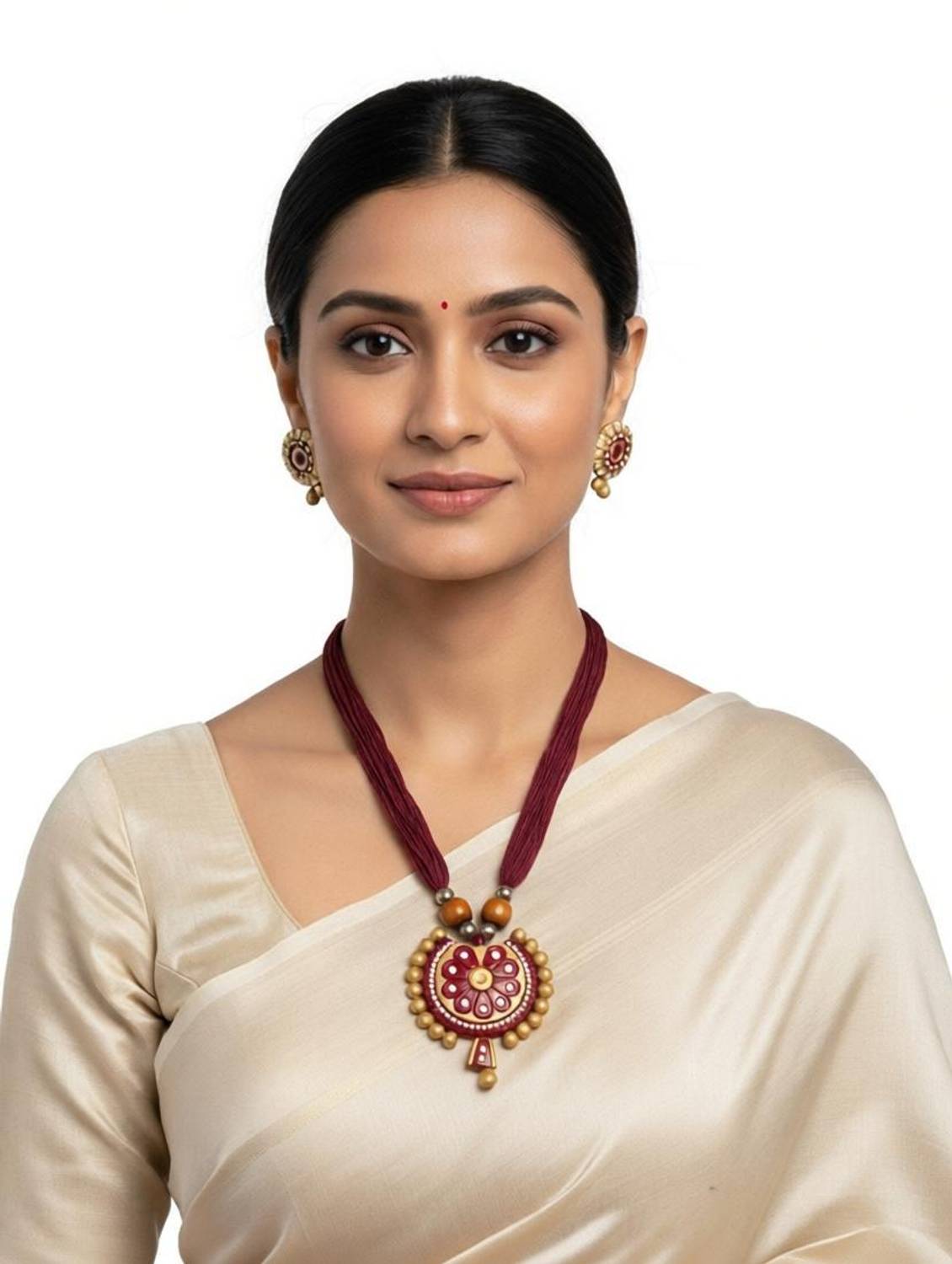 Alangkritaa Creations Terracotta Red Jewellery Set